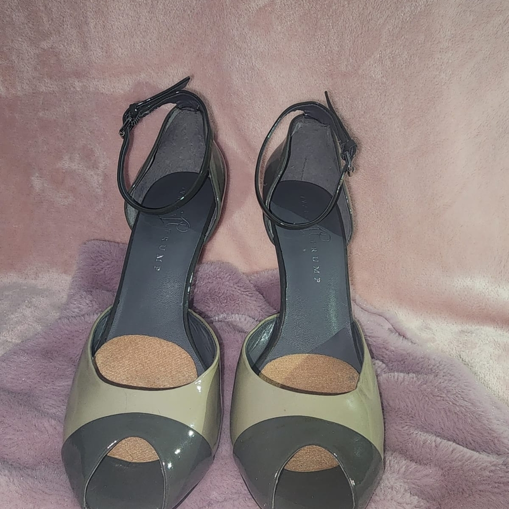 Ivanka Trump Black and Cream Heels with Peep Toe